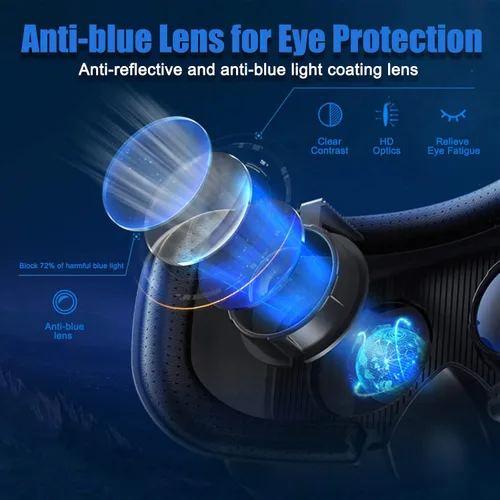 Vista 3 de Auriculares VR con controlador ajustable 3D VR Gafas de realidad virtual HD Blu-ray Protección para los ojos Soporte 5 7 pulgadas
