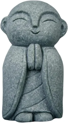 Vista 20 de livelyfish Estatua de monje rezante de Bosatsu de Bosatsu japonés de Buda Bosatsu Feng Shui, piedra arenisca feliz/sonriente en miniatura, adorno