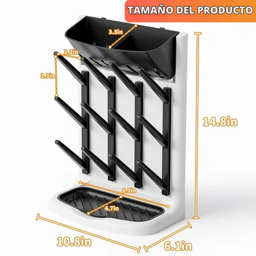 Vista 3 de Yieach Estante de secado vertical más grande para biberones, sin BPA, ahorro de espacio, soporte de secado para encimera, soporte para biberones