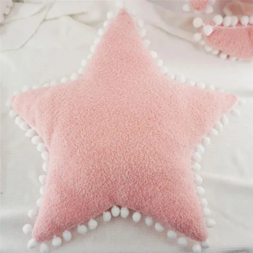 Vista 2 de JIANEEXSQ Creative Star Pillow Home - Cojín decorativo de felpa con estrella blanca (rosa)
