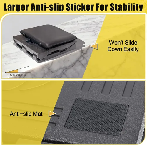 Vista 3 de Reposapiés ergonómico para debajo del escritorio en el trabajo, con altura y ángulo ajustables, taburete plegable con almohadilla extraíble cuentas