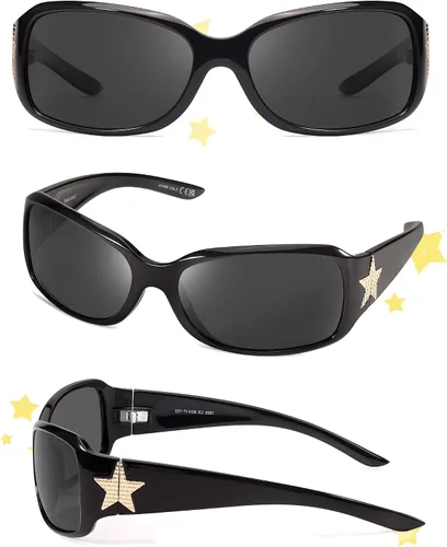 Vista 2 de SIPHEW Lentes de sol de moda para mujer, lentes de sol polarizados envolventes con protección UV400, estilo de moda para conducir