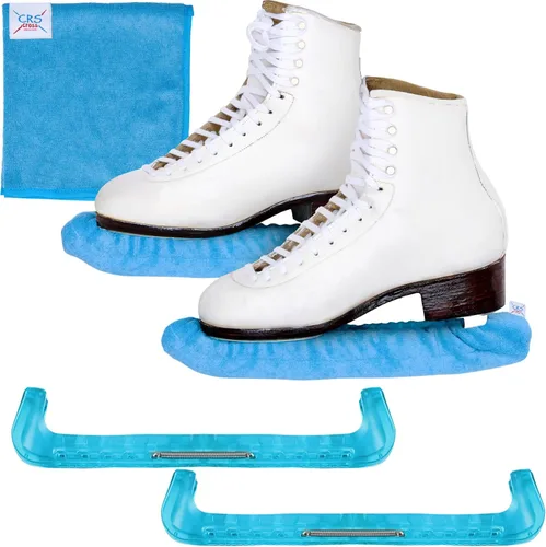Vista 20 de CRS Cross - Juego de regalo de protectores de patines sobre hielo, guardas de tela y toallas, cubiertas suaves para cuchillas de patinaje artístico