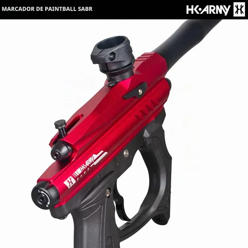Vista 3 de HK Army SABR paquete de inicio de marcador de pistola de paintball CO2 Rojo