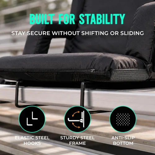 Vista 5 de Overmont Asiento de Estadio con Soporte para la Espalda - Cojín Acolchado de 2.8'' Reclinable de 6 Posiciones Asiento de Gradería con Ganchos Dobles