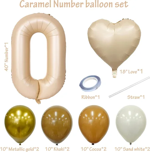 Vista 2 de Globos de 40 pulgadas con números de caramelo, papel de aluminio de helio, globos de látex de Mylar para fiesta de cumpleaños, decoración digital 0