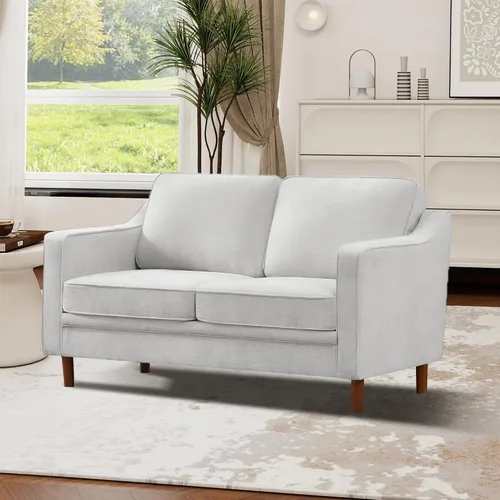 Vista 9 de Kingfun Sofá en Forma de L de 88", Sofá Seccional de Chenilla, Sofás Modernos de Mediados de Siglo con Marco de Madera Maciza para Sala de Estar
