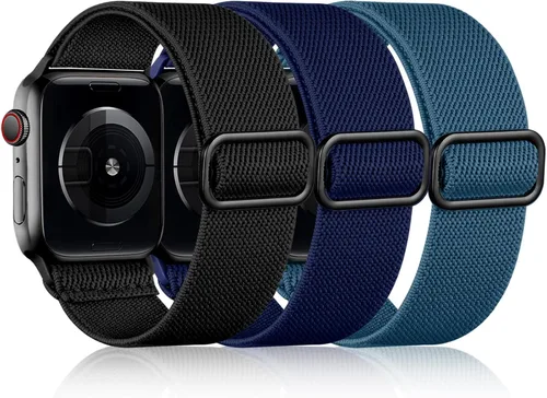 Vista 27 de DaQin Paquete de 3 bandas elásticas Solo Loop compatibles con Apple Watch para hombres de 49 mm, 46 mm, 45 mm, 44 mm, 42 mm, correa elástica