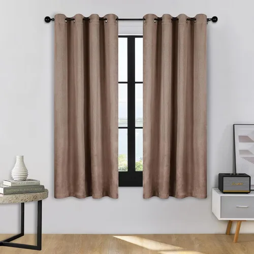Vista 18 de BNM - Paneles de cortinas opacas para oscurecer la habitación, cortinas para cocina, dormitorio, oficina, ventanas de sala de estar, detalles