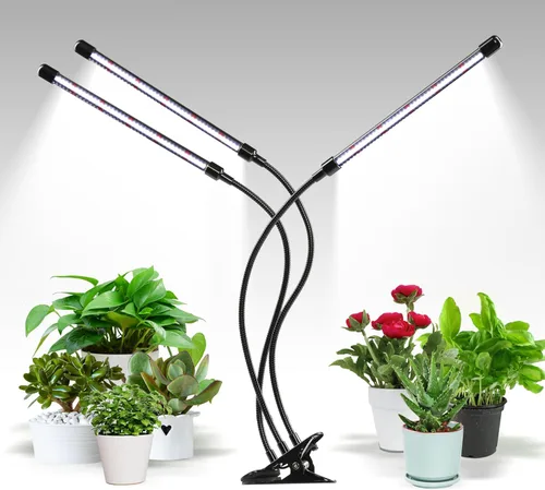 Vista 11 de iPower 21 Luz LED de Crecimiento con Espectro Completo para Plantas de Interior, Cuello de Cisne Ajustable, 3 Modos de Luz y 10 Niveles Regulables