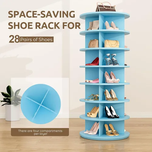 Vista 5 de Lazy Susan - Zapatero giratorio de 7 niveles, organizador de zapatos giratorio para 28-32 pares Lazy Susan 360, armario giratorio para zapatos