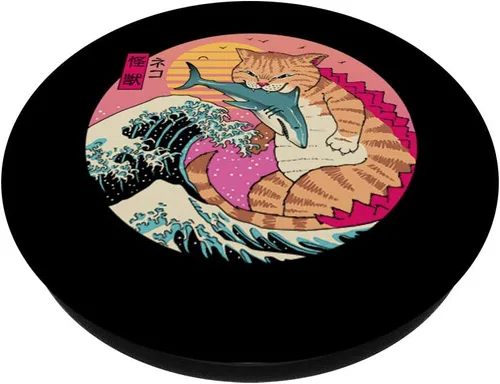 Vista 2 de Neko Wave Kaiju PopSockets PopGrip: agarre intercambiable para teléfonos y tabletas