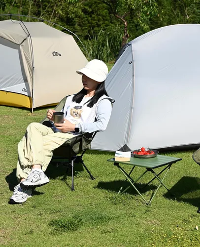 Vista 6 de iClimb Silla plegable ultraligera compacta y antihundimiento, color negro