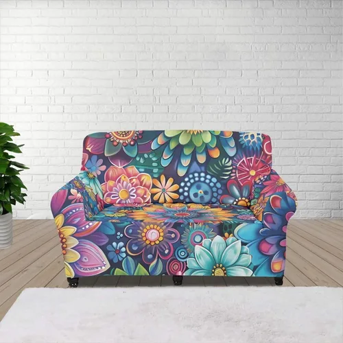 Vista 32 de Boatee Fundas de sofá de 1 pieza con diseño de copo de nieve azul, fundas elásticas para sofá, 1 cojín, protección de muebles, decoración para sala