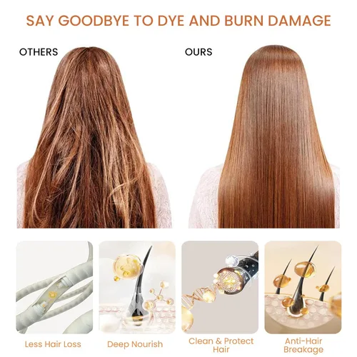Vista 4 de Champú de tinte para el cabello 3 en 1, 100% cobertura de cabello gris, champú natural instantáneo tratado para canas, vino oscuro rojo burdeos