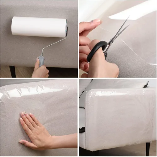 Vista 4 de Yaomiao Cinta antiarañazos para gatos, protector de muebles de arañazos de perros, transparente de doble cara para sofá, cinta adhesiva de vinilo