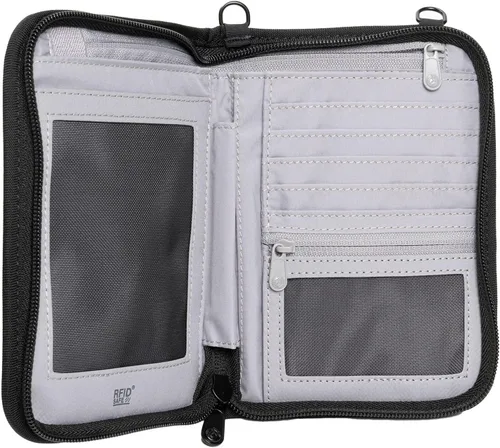 Vista 2 de Pacsafe Bloqueo RFID antirrobo RFID V150, Negro -, Rfidsafe V150 Cartera compacta antirrobo para pasaporte con bloqueo RFID