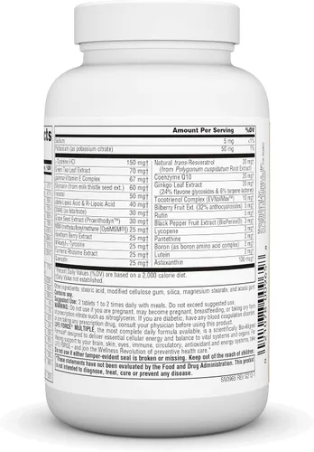 Vista 3 de Source Naturals Life Force Múltiples Multivitamínicos diarios sin hierro de alta potencia Vitaminas, minerales, antioxidantes y nutrientes – Energía