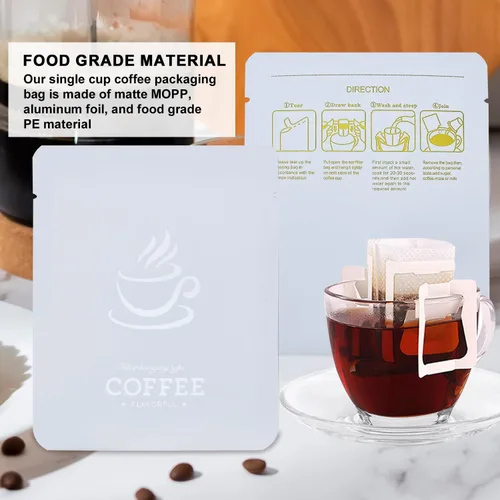 Vista 3 de 75 bolsas de papel de filtro de café con 75 bolsas de papel de aluminio para almacenamiento de café, bolsas de embalaje desechables de grado