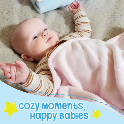 Vista 5 de Baby So... Suave y cálida – Mantas de felpa para bebé, azul, rosa, amarillo, blanco para niños, niñas, niños, recién nacidos, bebés, niños pequeños