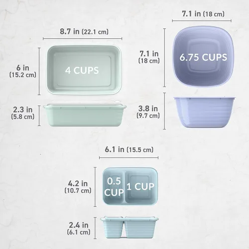 Vista 7 de Bentgo Prep - Kit variado de preparación de comidas de 60 piezas, recipientes de alimentos reutilizables PFAS y sin BPA, bandejas de 1