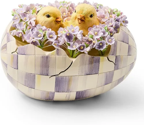 Vista 8 de MACKENZIE-CHILDS Huevo Peekaboo, bonita decoración de conejo de Pascua, decoración de primavera y huevo de Pascua, cuadros cortesanos en blanco