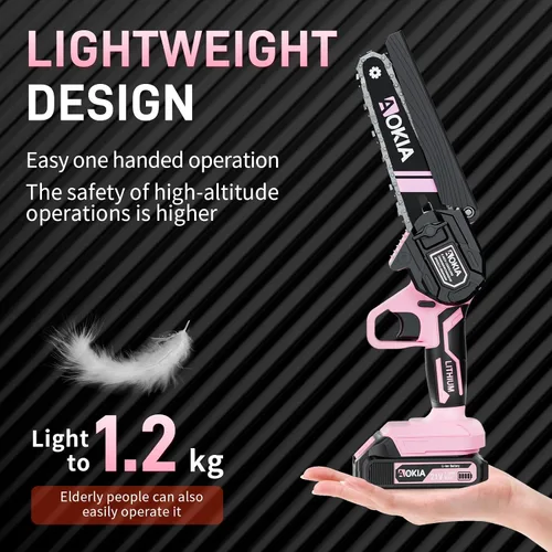 Vista 6 de AOKIA Motosierra Eléctrica Mini Inalámbrica, Pequeña de Mano 20V de 2 Baterías con Cargador, Motosierra de 6 Pulgadas, Operada con Batería, para Uso