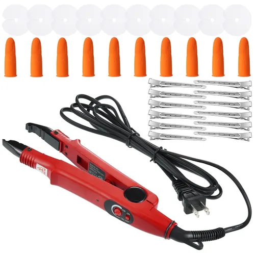Vista 8 de Extensiones de Cabello Plancha de Fusión Extensiones de Cabello de Queratina Herramienta de Calor Varita Conectora de Calor con Protector