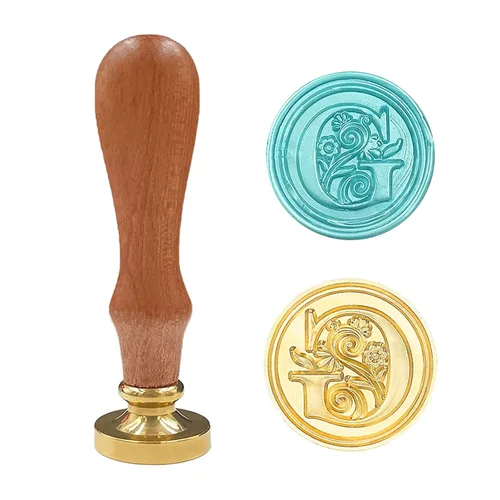 Vista 23 de Sello medieval tradicional de cera del alfabeto, con cabeza de latón, con mango de madera, para tarjetas, sobres, regalo (letra A)