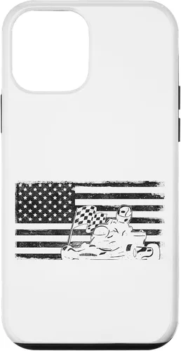 Vista 16 de iPhone 16 Go Kart Racing American Flag Vintage Case