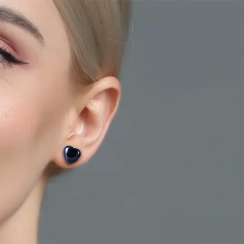 Vista 5 de Jewever 925 Sterling Silver Black Obsidian Stud Earrings for Men Women Healing Crystal Bring Lucky Energy Jewelry Gifts Unisex
