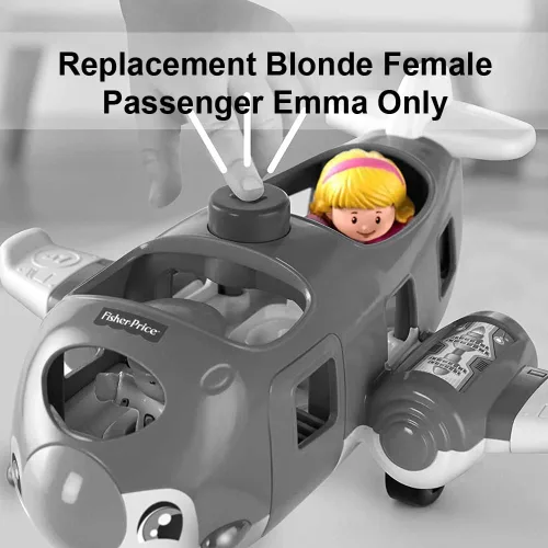 Vista 6 de Pieza de repuesto para Fisher-Price Little People Travel Together Airplane Playet - DJB53 ~ Reemplazo Rubia Pasajera Emma ~ Traje Rosa ~ Mochila