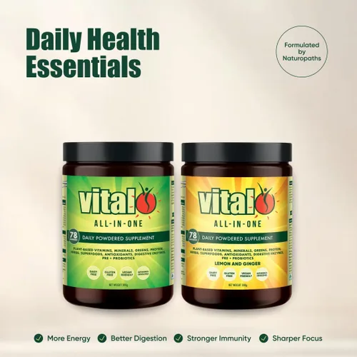 Vista 3 de Vital Suplemento diario de salud todo en uno – Vital Supergreens en polvo, superalimento verde con probióticos y apoyo energético natural con frutas