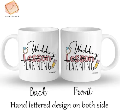 Vista 3 de Taza de planificación de lecciones de boda para profesores, regalos para novia, taza de café de compromiso