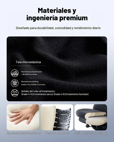 Vista 8 de LiberNovo Maxis Silla de oficina ergonómica grande y alta manual Grafito
