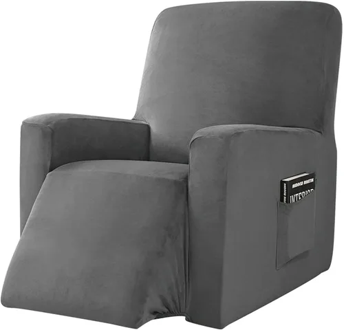 Vista 8 de IMYOGI Fundas para sofá de alta elasticidad, funda de terciopelo de felpa para silla reclinable, funda de sofá de alta elasticidad, funda de Azul