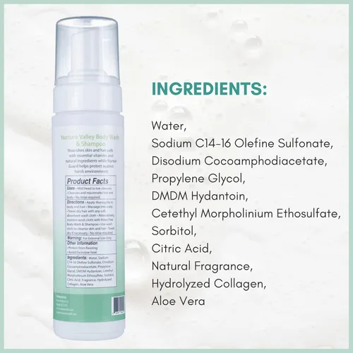 Vista 9 de Nurture - Gel de baño y champú sin enjuague con aloe Espuma limpiadora sin agua para el cabello y el cuerpo de grado hospitalario Mujeres