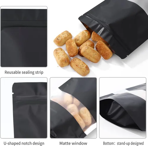 Vista 4 de 100 bolsas de Mylar de 4 x 6 pulgadas con ventana mate para almacenamiento de alimentos, bolsa de 5 colores mixtos a prueba de olores, bolsas