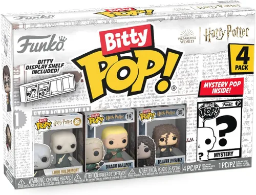Vista 9 de Funko Bitty POP! HP - Voldemort, paquete de 4 - Lord Voldemort, Draco Malfoy (quidditch), Bellatrix Lestrange y una mini figura sorpresa misteriosa