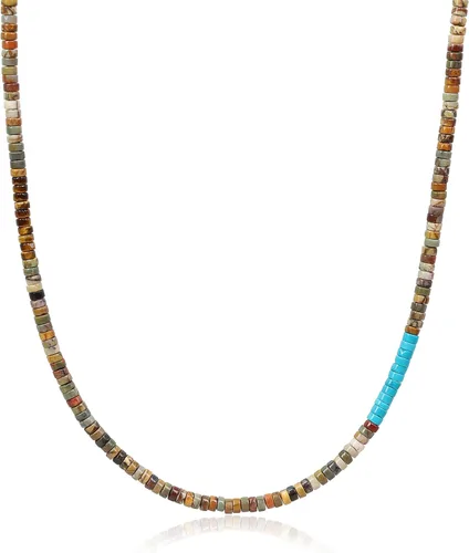 Vista 9 de COAI Collar de cuentas para hombre, collar de cristal Heishi para hombres de 20 a 26 pulgadas Lapislázuli