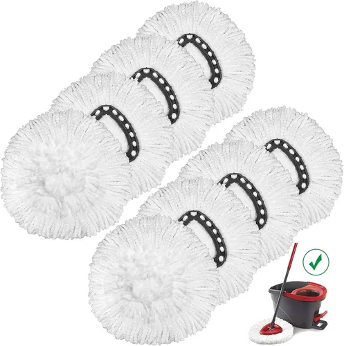 Vista 8 de Paquete de 6 trapeadores giratorios de repuesto y 1 paquete de base de trapeador compatible con O Cedar EasyWring Spin Mop, repuestos de trapeador