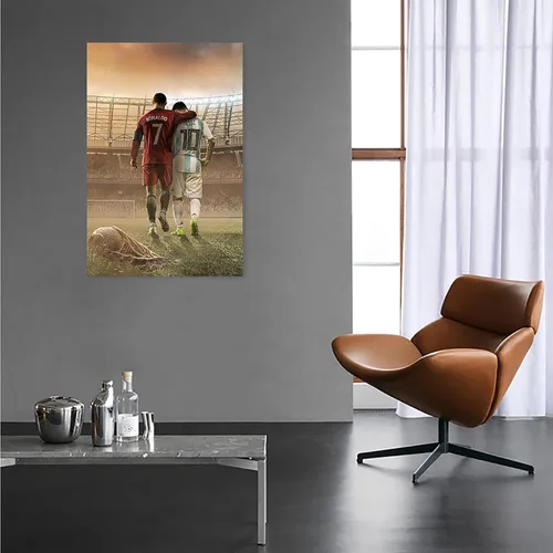 Vista 3 de Póster inspirador de fútbol, estrella de fútbol motivacional, arte de Mofanmi, estrellas de fútbol, Cristiano Ronaldo y Lionel Messi, póster
