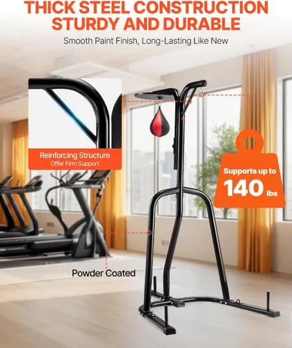 Vista 5 de VEVOR 2 in 1 Punching Bag Stand, Steel Heavy Duty Workout Equipment,Freestanding Sandbag Rack,for Home Gym Fitness