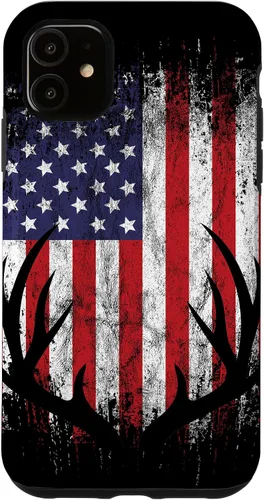 Vista 8 de Deer Hunting American Flag Whitetail Buck Antlers Case for iPhone 17