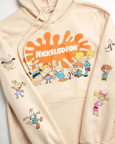 Vista 4 de Nickelodeon - Sudadera con capucha para hombre, diseño retro de los años 90 Nick Splat de dibujos animados