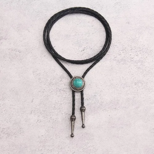 Vista 108 de Jeilwiy Corbata de bolo para hombre, corbata de vaquero occidental, collar de corbata de bolo dorado, corbata de cuero, corbata de Halloween