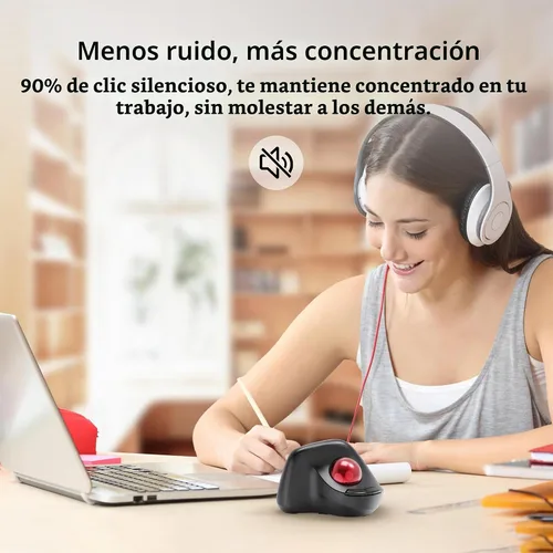 Vista 7 de MicroPack Ratón inalámbrico ergonómico con Trackball y 5 DPI ajustables, fácil control del pulgar, seguimiento preciso y suave. Ratón Bluetooth