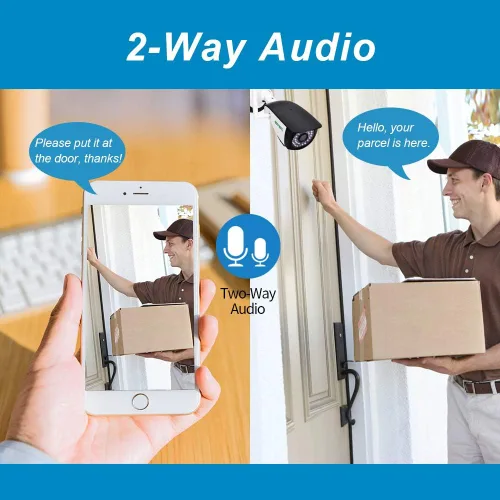 Vista 3 de 【Paquete de 2】 Cámaras de seguridad WiFi para exteriores, SV3C 1080P cámara IP de audio bidireccional, cámara de vigilancia exterior compatible