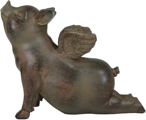 Vista 5 de Ebros Peaceful Zen Yoga Flying Pig Cerdo Cielo de Cerdo Estatua Rústica Country Piggy Piglet Cerdo Porcino Jardín de Hadas Figura Coleccionable