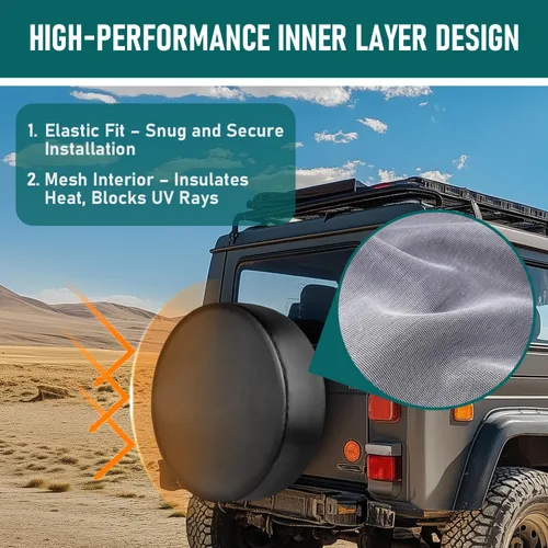 Vista 8 de Cubierta de neumático de repuesto de 28-29 pulgadas, ajuste universal para Jeep, SUV, RV, remolque, camión, impermeable, a prueba de polvo, cubierta